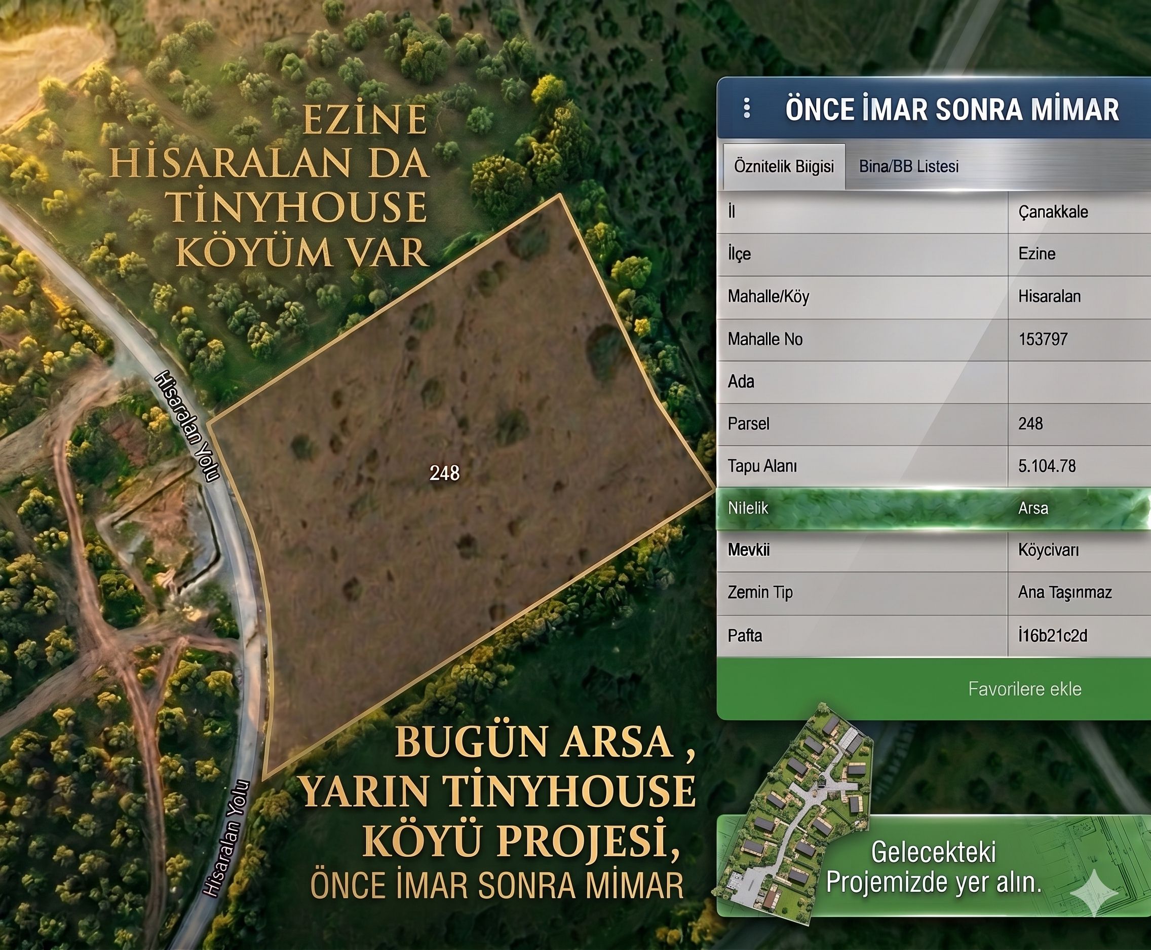 EZİNE | %10 EKO TURİZM İMARLI, RUHSATLI & PROJELİ, ARSA