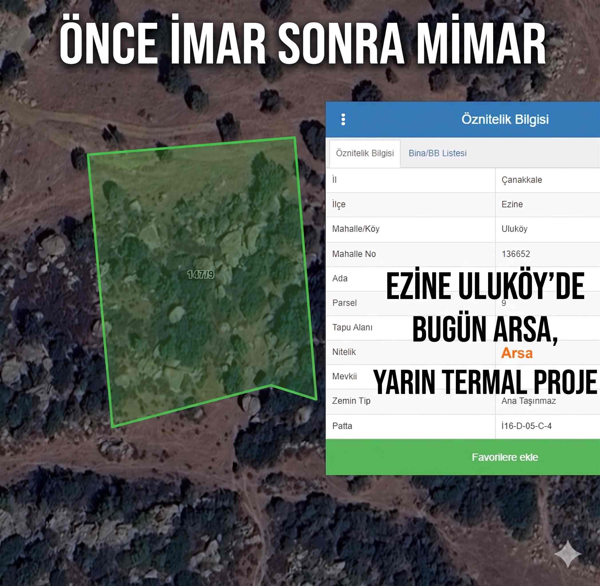 EZİNE | %10 EKO TURİZM İMARLI, RUHSATLI & PROJELİ, ARSA