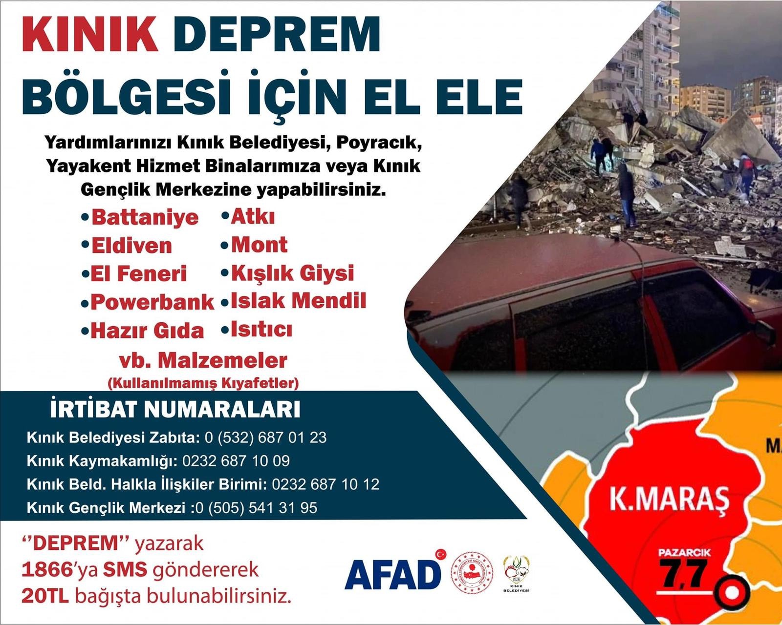 Kınık'tan Deprem Bölgesine Yardım Eli