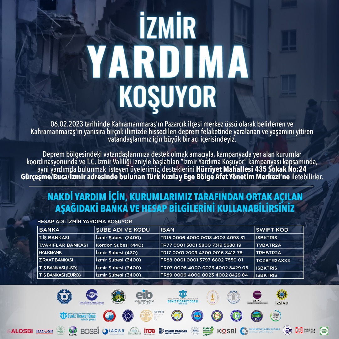 Kurumlar birleşti “İzmir Yardıma Koşuyor” kampanyası başladı