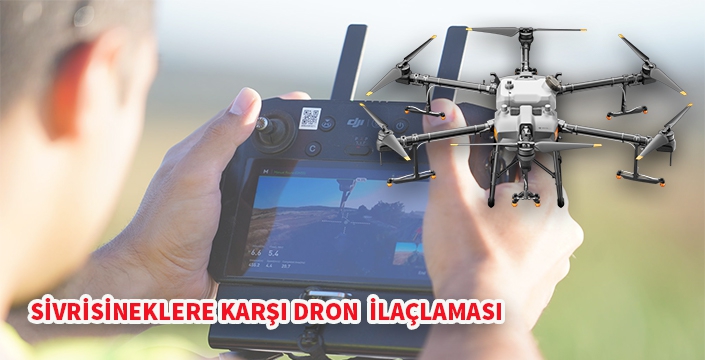 Ayvalık Belediyesi sineklere karşı dronla ilaçma yöntemi kullanıyor