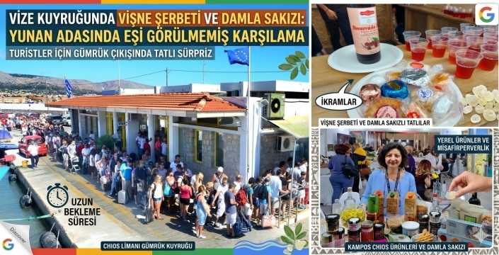 Komşudan Alkışlanacak Hareket: Kapıda Vize Çilesi Sakız Adası'nda Şölene Dönüştü!