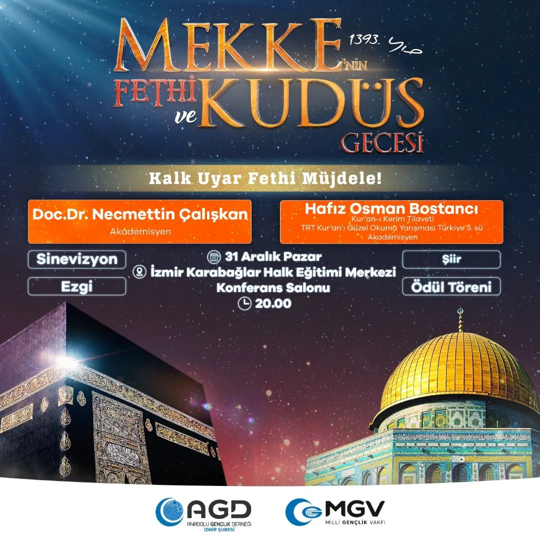 AGD İzmir Şubesi, Mekke’nin Fethi ve Kudüs Gecesi’ni kutlayacak