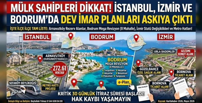 Arsa ve konut sahipleri dikkat! İstanbul, İzmir ve Bodrum'da dev imar planları askıya çıktı: İşte tam liste!
